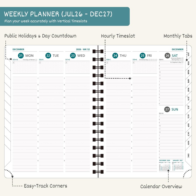 BEZEND A4 Academic Diary 2026-2027 Week to View (Jul 26