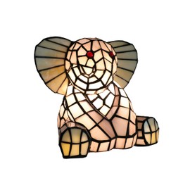 Tokira Tiffany Table Lamp, Stained Glass Elephant Children's Room Night Light, Small Table Lamp for Bedroom, Dining Table Lamp, Decorative Lights for Living Room