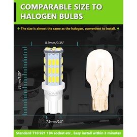UNXMRFF - Super Bright 194 LED Light Bulbs White, T10 912 921 168 LED Camper Lights Bulb for 12V RV Ceiling Dome Light/RV Interior Lighting/Travel Trailer/Boat/RV Camper Light Bulb (Pack of 12)