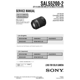 For Sony SONY A-Mount (DT 55-200mm F4-5.6) SAL55200-2 Camera Lens Service Repair Manual