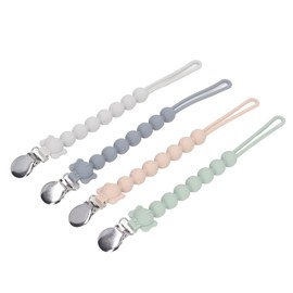Cadena para Chupete de Silicona, 4 Piezas con Clip de Seguridad, Diseño de Elefante Adorable, Fácil Limpieza y Sujeción, para Bebés
