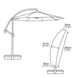 OKPOW Patio Umbrella Cover fits 11Ft To 13Ft Outdoor Umbrellas - Waterproof Cantilever Offset Umbrella Cover With Sturdy Zipper - Durable Hanging Banana Style Parasol Cover For Garden Beach Umbrellas