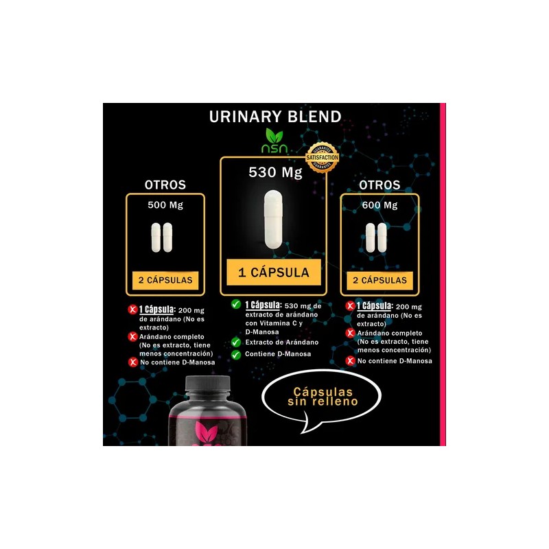 Natural Smart Nutrition Urinary Blend Extracto De Arandano D- Manosa,
