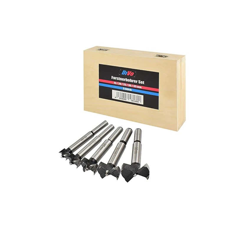 Forstner Drill Bit Set 5 Pieces Diameter 15-35 mm in