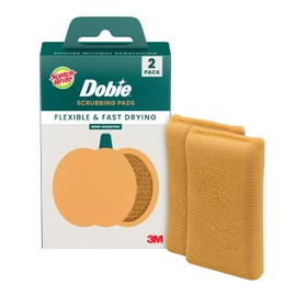 Scotch-Brite Harvest Dobie Scrubbing Pads, Non-Scratch Kitchen Sponge for Cleaning Dishes, Appliances, and Bathrooms, Pumpkin Orange Dish Sponge That Dries Fast, 2-Pack