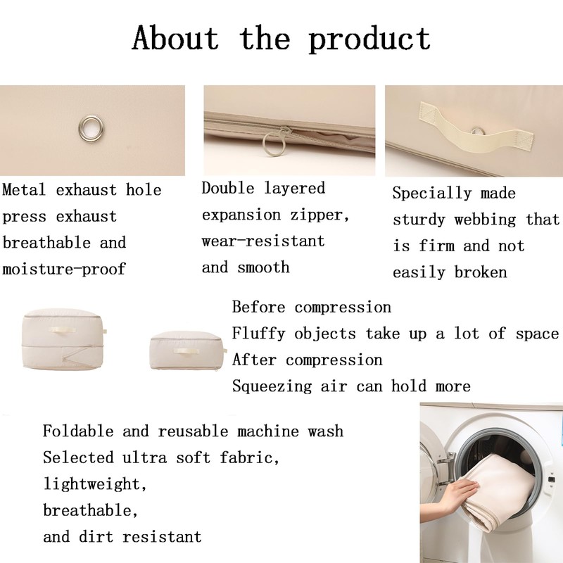 space saving storage Beige Compression Duvet Storage Bag Large Capacity
