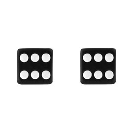 Black Dice Stud Earrings - Sterling Silver 0.5cm x 0.5cm Board Game Playing Poker