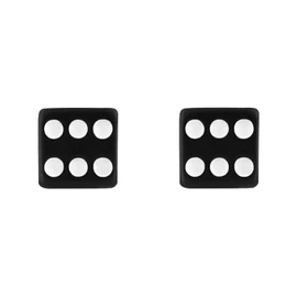 Black Dice Stud Earrings - Sterling Silver 0.5cm x 0.5cm Board Game Playing Poker