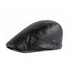 XUNQUCOM Classic Newsboy Cap,PU Leather Beret Ivy Flat Golf Driving