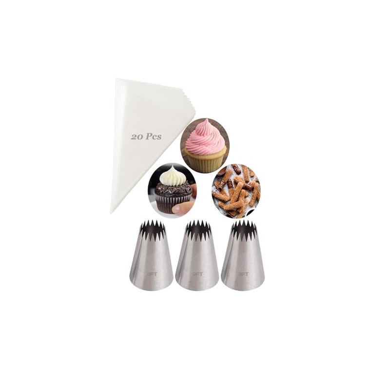 Churro Piping Bags and Tips Set – 3pcs Large Star