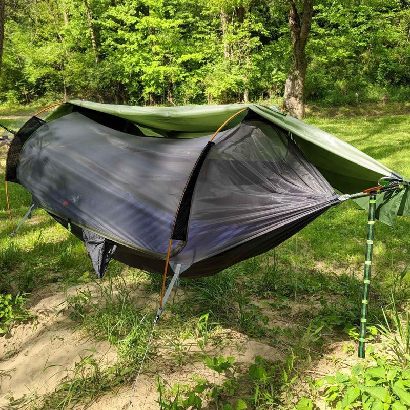 Rivenlo Camping Hammock Tent with Mosquito Net & RainFly, 3