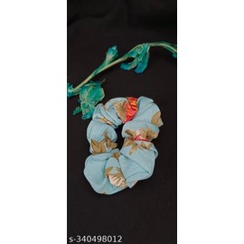 Satin Scrunchies for Women - No Crease Hair Ties for Women| Scrunchies For All Hair Types and Textures, Perfect for Day or Night pack of 2 (Light Blue)