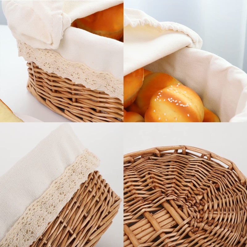 YAHUAN Round Bread Basket Serving Woven Bread Baskets Wicker Basket