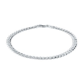 PORI JEWELERS 925 Sterling Silver 3.5mm Cuban Curb Link Chain Anklet, (Silver, 9)