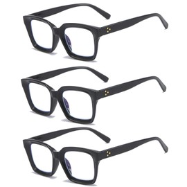 DXYXYO Reading Glasses for Women 2.25 Blue Light Blocking Men Oversized Rectangle Computer Readers 3 Pack Black Retro Fashion Oprah Style Square