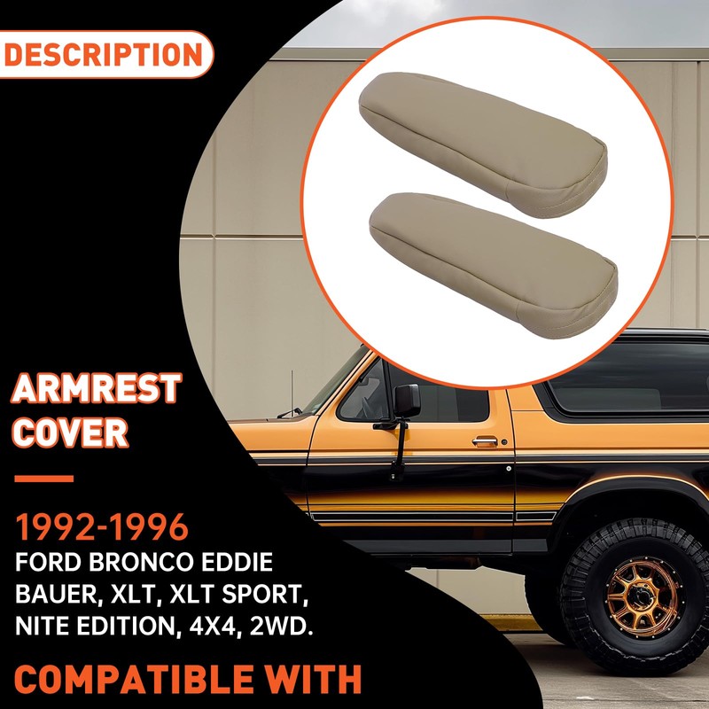 ECOTRIC Armrest Cover Compatible with 1992-1996 Ford Bronco - Med