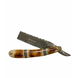 Hand Made Damascus Steel Straight Razor shaving razor folding knife Ready Classic Barber Blade Edge, Men Straight Razor, Be Close Shave, Best Great Gift (White Brown)