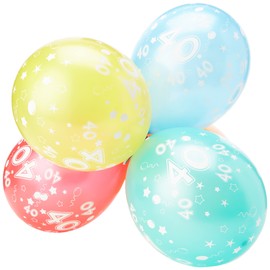 Folat - 40 Years Metallic Helium Balloons for Party Decoration - Multicolor - 12In / 30cm - 5 pieces