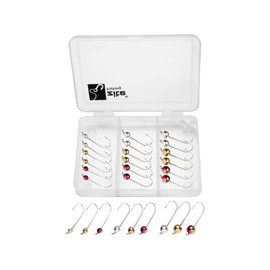 Zite Fishing Micro Tungsten Jig Heads with Trout Hooks - Ultra Light Tungsten Beads 0.3-1.2g Mounted 27 Piece Set - Neon or Metallic - Tungsten Fishing Hooks in Size 6 (Metallic)