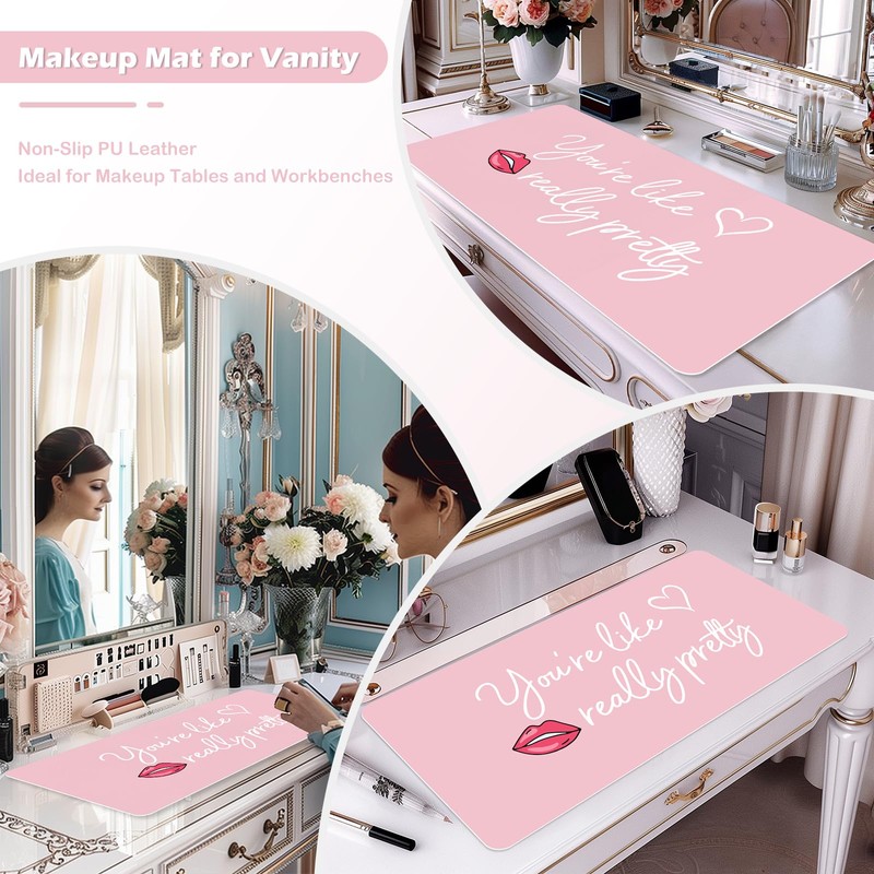 Makeup Mat for Vanity, Dual-Sided Vanity Top Protector Mat Waterproof
