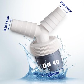 HAOBIN Dishwasher and Washing Machine Drain Adapter Washing Machine Drain Adapter Outlet for Pipe 40 mm and Input 18-24 mm for Connecting Washing Machines and Dishwashers (A)