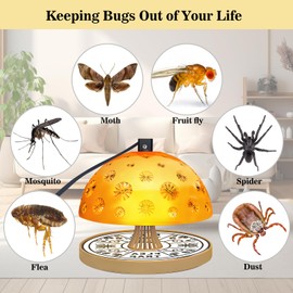 Flea Trap 2 Packs – Updated Semi-Transparent Flea Traps for Inside Your Home with 6 Packs Glue Discs Refills and Lightbulb