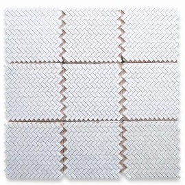 Stone Center Online T70H Thassos White Marble 5/8x1-1/4 Herringbone Mosaic Tile Honed