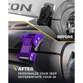 Xprite U.S. Flag Hood Latches Compatible with 2007-2018 Jeep Wrangler JK JKU & 2018-2025 Jeep Wrangler JL JLU & 2020+ Gladiator JT - Secure Aluminum Hood Locks, Purple