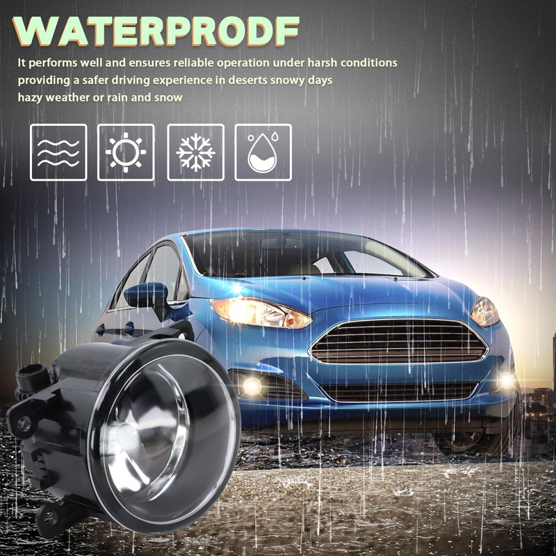 Lqito Fog Lights With Bulbs Fits 2011-2015 Explorer，2013-2016 Fusion，2008-2014 Focus,2005-2011