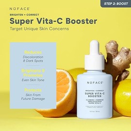NUFACE | Super Super Vitamina C Booster Serum - Activador de Microcorriente Facial 30 ml | Gel Conductor Facial Crema Hidratante Facial con Niacinamida | Gel Hidratante Facial - Skin Care Mujer Kit
