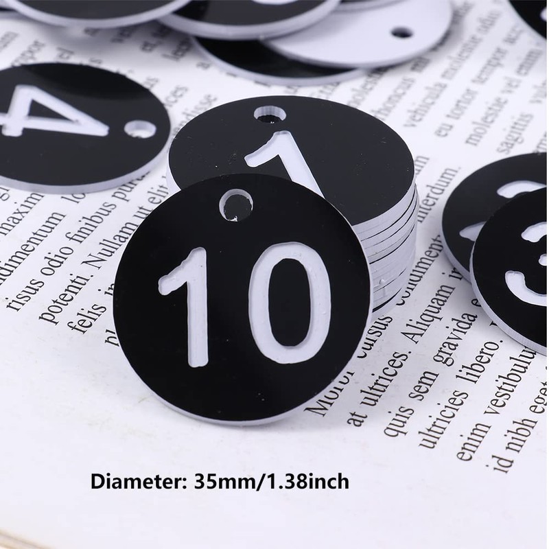 50Pcs Engraved Number Discs, 1-50 Circular Plastic Number Table Tags