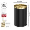 LEASYLIFE 9L/2.4GAL Black Bathroom Trash Can,Gold Small Trash Can with