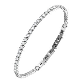 Aichva Stainless Steel Diamond-Cut Cubic Zirconia Tennis Bracelet Women Fashion Jewelry 3mm 8 inches