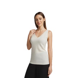 SHKOREKUTA Women's Sleeveless V-Neck Cashmere Camisole,Tank Tops, White(XL)