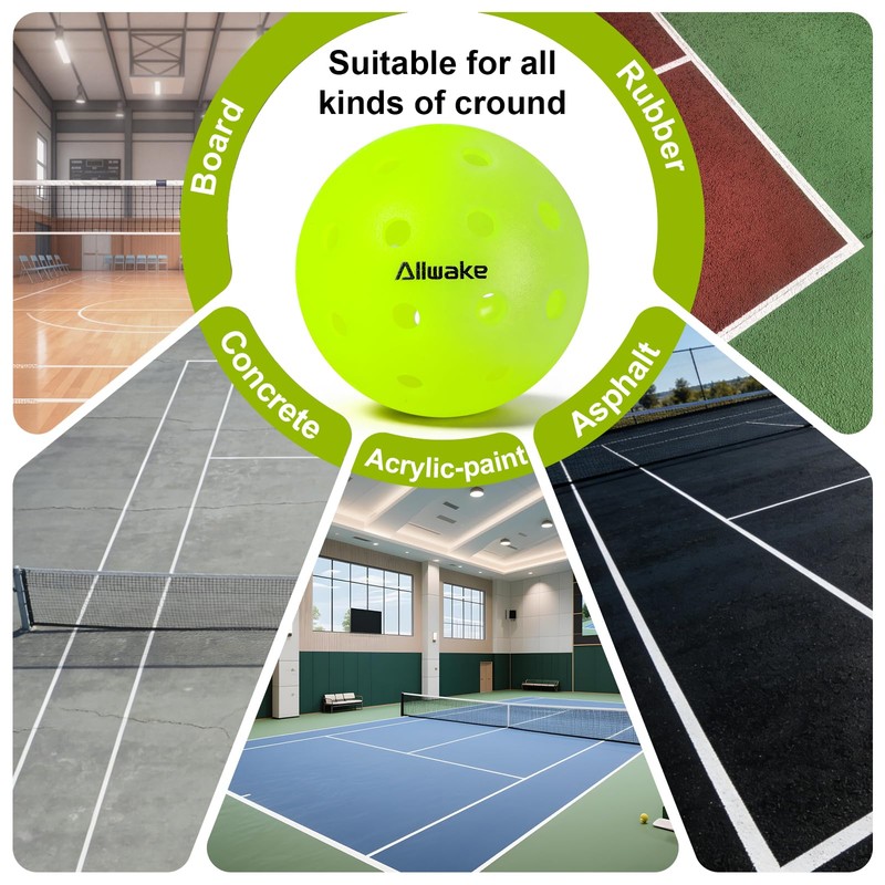 Allwake 3 Pack Pickleball Balls | Crack-Resistant | 40 Holes