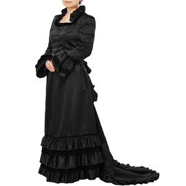 COSDREAMER Womens Medieval dress Renaissance Dress Victorian Edwardian costume Gothic Dress (Black, S)