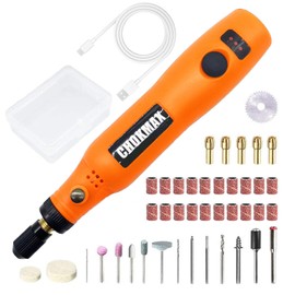 CHOKMAX Cordless Rotary Tool, 3.7V Li-ion Mini Rotary Multi-Tool Kit with Variable Speed, 42pcs Accessories Kit Electric Rotary DIY Grinder for Polishing, Cleaning and Engraving Orange