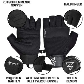 Igoera rock climbing gloves, robust seams, finger gloves for climbing, for more grip and protection outdoors and indoors, unisex (L)