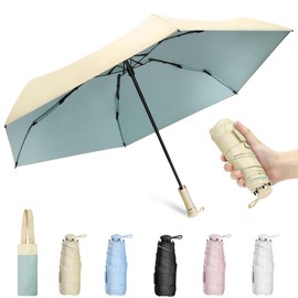 ZOMAKE Folding Parasol, Ultra Lightweight, Compact, Extendable Handle Design, UPF 50+ UV Protection, Light Blocking, Heat Blocking, UV Protection, Rain and Sun, Includes Storage Case, Black