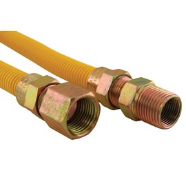 Jones Stephens 5/8" OD (1/2" ID) X 36" Gas Connector, Yellow Coated Corrugated Stainless Steel, 3/4" FIP X 3/4" MIP