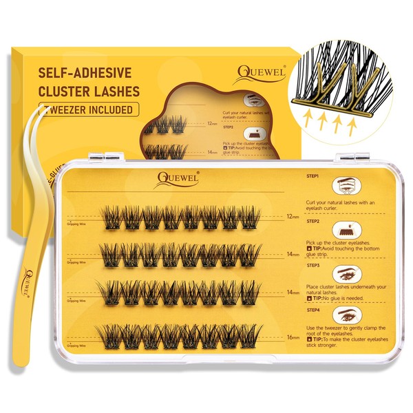 QUEWEL Self Adhesive Eyelashes Kit 32 Pcs Press On Lashes