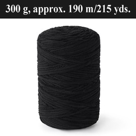 NOTIONSLAND Chunky Chenille Knitting Crochet Yarn (Black, 300g)