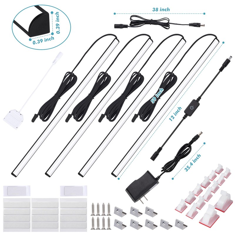 JUSJUBR Black Shell Display Case Lights, LED Lights for Display