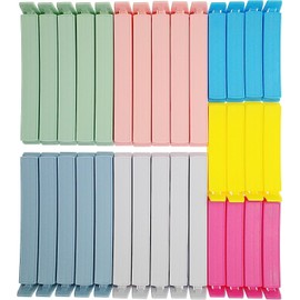 Yarall - 32 clips de plástico para paquetes de alimentos, diseño curvado para bolsas de sellado para alimentos, cocina y hogar, 2 tamaños (4.3 x 20, 3.1 x 12)
