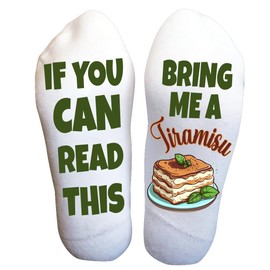 Bring Me a Tiramisu Socks – Funny Dessert Crew Socks for Women and Men – Cute Tiramisu Lover Gift – Coffee Dessert Themed Funny Gifts