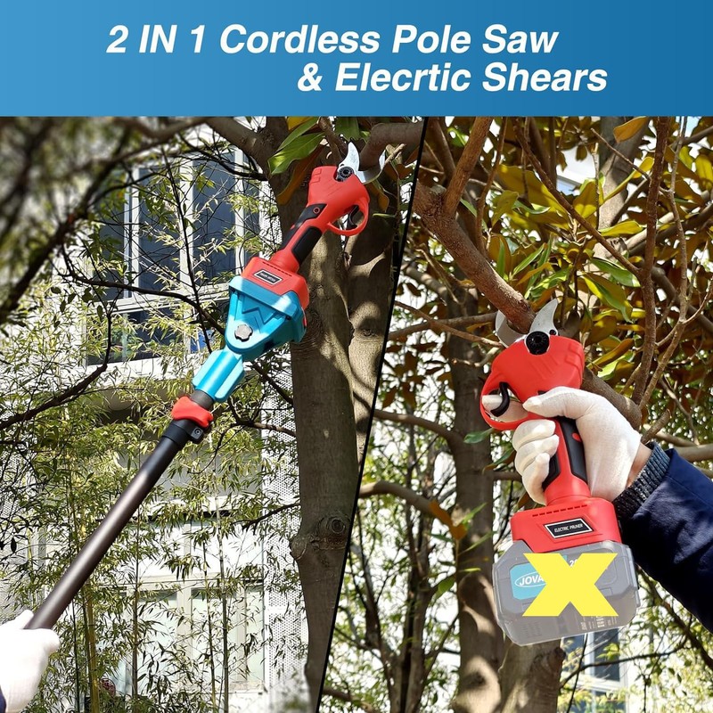 2-in-1 Cordless Pole Pruning Shears,Electric Pruning Shears with Pole,Pole Pruner