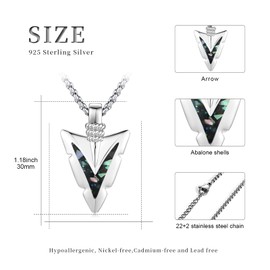 YYmqmq Abalone Shell Arrowhead Necklace for Men Women 925 Sterling Silver Arrow Pendant Abalone Shell Jewelry Gifts for Daughter