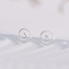 Sterling Silver Circle 7mm Circular Spiral Swirl Round Dot Stud