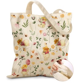 Miss Adola Canvas Tote Bag for Women – Aesthetic Canvas Bag with Zipper Cute Stylish Reusable Shoulder Totes for Shopping Work Daily Vacation, Floral Weini