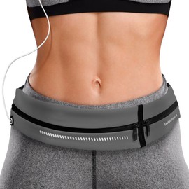 SIMPS Running Pouch, Smartphone Waist Pouch, "Belt-type Design that Adheres to the Body, 2 Pocket Structure!" Waterproof Running Pouch (Gray)